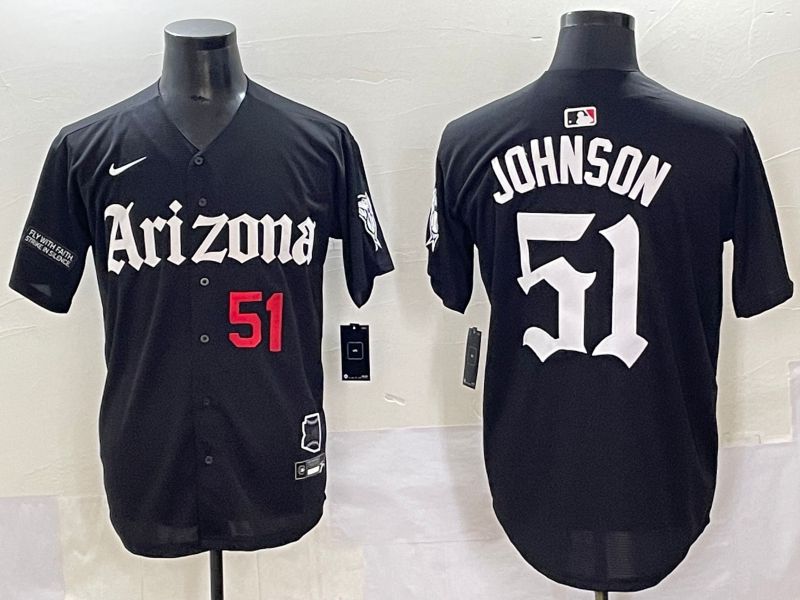 Men 2025 Arizona Diamondback #51 Johnson Black Five generations Joint Name Nike MLB Jersey style 5->arizona diamondback->MLB Jersey